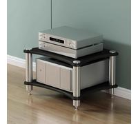 Estante de audio y video HiFi para cine en casa, estante de almacenamiento de CD/DVD y amplificador, tablero de fibra de alta densidad y acero inoxidable, organizador de medios abierto con base a pr