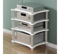 Estante de audio y video HiFi para cine en casa, estante de almacenamiento de CD/DVD y amplificador, tablero de fibra de alta densidad y acero inoxidable, organizador de medios abierto con base a pr