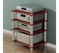 Estante de audio y video HiFi para cine en casa, estante de almacenamiento de CD/DVD y amplificador, tablero de fibra de alta densidad y acero inoxidable, organizador de medios abierto con base a pr