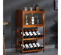 Estante de bambú de 3 niveles para botellas de vino, organizador vertical para el hogar, bar y cocina, estante de almacenamiento de vino transparente, acabado marrón