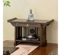 Estante de bambú para altar de oración, altar de Buda de mesa con estatua de Pooja del Dios de la Riqueza Guan Gong, gabinete para adoración en casa