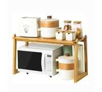 Estante de bambú para microondas - Soporte de encimera de 2 capas multifuncional para microondas tostadora y electrodomésticos, almacenamiento elegante para condimentos y más