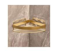 Estante de baño con organizador de ducha Estante de ducha adhesivo, estantes de ducha de esquina montados en la pared, organizador de ducha de acrílico sin taladros con valla de metal, negro/dorado Es