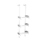 Estante de baño con organizador de ducha Estante de ducha colgante, organizador de ducha de 3 niveles for sobre la puerta con 8 ganchos, estante de ducha de baño de aluminio sin perforaciones, fácil d