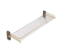 Estante de baño de acero inoxidable dorado montado en la pared, organizador de estante flotante desmontable, solución de almacenamiento que ahorra espacio para espacios pequeños (ruina)