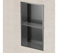 Estante de baño de acero inoxidable impermeable de gran capacidad, ducha con alcohol integrada para cocina, sala de estar, dormitorio, estante de almacenamiento (gris 7)