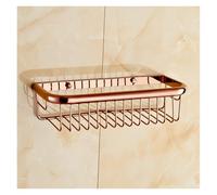 Estante de baño de cobre para baño, ducha, baño, ducha, soporte de pernos, estante de esquina cuadrado, estantes de baño de oro rosa (30 cm)