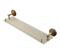 Estante de baño de latón vintage, estante de almacenamiento de cosméticos montado en la pared con toallero, estantes flotantes de latón macizo antiguo y vidrio, diseño de cobre inoxidable para