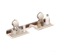 Estante de baño de madera de nogal con ventosas resistentes diseñado para montaje en grifo y optimización del espacio (blanco)