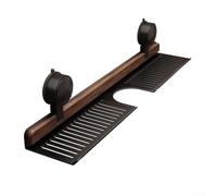 Estante de baño de madera de nogal con ventosas resistentes diseñado para montaje en grifo y optimización del espacio (negro)