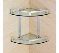 Estante de baño Espacio Estante de aluminio con doble acristalamiento Estante de esquina para ducha Baño Trípode de baño (3 colores opcionales) Estante de vidrio para baño (Tamaño: 280 mm / 11
