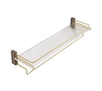 Estante de Baño Estantes de almacenamiento for baño, estante de ducha de acrílico desmontable con barra for toallas, estante de baño de acrílico flotante sin taladros con barandilla de acero inoxidabl