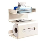 Estante de baño montado en la pared y soporte para papel higiénico, dispensador multifuncional de 3 niveles, acero al carbono, solución de almacenamiento que ahorra espacio para baño