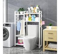 Estante De Baño Multifuncional Ajustable De 2/3 Niveles Estante De Almacenamiento para Inodoro De Metal,de Gran Capacidad Y Que Ahorra Espacio,Ideal para Baños(White,Double-Layer Standard)