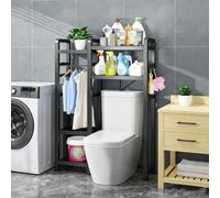 Estante De Baño Multifuncional Ajustable De 2/3 Niveles Estante De Almacenamiento para Inodoro De Metal,de Gran Capacidad Y Que Ahorra Espacio,Ideal para Baños(Black,Double-Layer Standard)