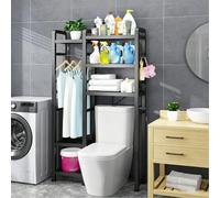 Estante De Baño Multifuncional Ajustable De 2/3 Niveles Estante De Almacenamiento para Inodoro De Metal,de Gran Capacidad Y Que Ahorra Espacio,Ideal para Baños(Black,Triple-Layer Standard)