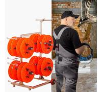 Estante de bobina de alambre resistente, ejes ajustables y anillos de cable para una gestión eficiente de cables, ideal para talleres, almacenes y lugares de trabajo