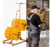 Estante de bobina de alambre resistente, ejes ajustables y anillos de cable para una gestión eficiente de cables, ideal para talleres, almacenes y lugares de trabajo