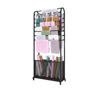 Estante de cinta de doble cara de 15 niveles con ruedas de 360° y cesta Sto - Perfecto para salas de manualidades, floristerías y oficinas en casa (negro, 100 x 165 cm)