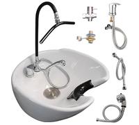 Estante de circulación de champú, dispositivo de grifo de tocador de spa de metal, lavabo de ducha curvado, ducha de codo ajustable para masaje de cabeza, juego de 4 piezas