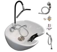 Estante de circulación de champú, dispositivo de grifo de tocador de spa de metal, lavabo de ducha curvado, ducha de codo ajustable para masaje de cabeza, juego de 4 piezas