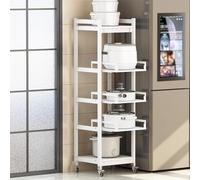 Estante de cocina ajustable multicapa de aluminio, estante de almacenamiento deslizante con control de altura, diseño que ahorra espacio (50 x 40 x 145,5 cm), perfecto para cocina