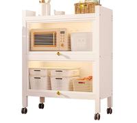 Estante de cocina compacto con armario de puerta abatible, soporte para microondas de 4 niveles y aparador de buffet para especias organizadas, platos y utensilios de cocina