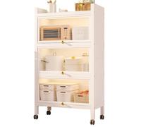 Estante de cocina de 4 niveles con armario de puerta abatible, soporte versátil para microondas y aparador de buffet para especias, platos, ollas y sartenes, solución de almacenamiento de 70 cm