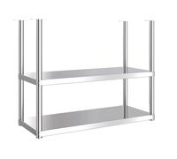 Estante de cocina de acero inoxidable de 2 niveles, estructura de techo europea, almacenamiento montado en la pared para platos, ollas, jarrones, exhibición de comedor, solución de ahorro de espacio