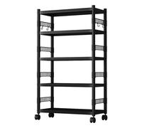 Estante de cocina delgado de metal negro ajustable que ahorra espacio, ganchos en forma de J, diseño compacto (50 x 40 x 160 cm) para cocinas pequeñas y organización