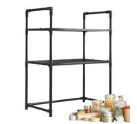 Estante de cocina - Estante de cubiertos de cocina, organizador de utensilios de cocina de encimera | Soporte ajustable para microondas, estante de almacenamiento de cocina con ganchos, organizador de