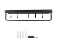 Estante de cocina montado en la pared de 50 cm, organizador de estantes, estante de almacenamiento multiusos con barra para toallas y ganchos, estantería de baño de aluminio (Monocapa con varilla con