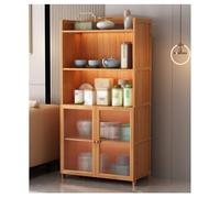 Estante de cocina para hornear, armario de almacenamiento de madera independiente con puertas de cristal, organizador de despensa para sala de estar/comedor (60 x 38 x 83 cm)