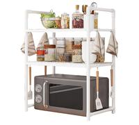 Estante de cocina para microondas-soporte de doble capa para horno y máquina de pan | Diseño robusto y compacto, ahorro de espacio, marco de gancho, estante de almacenamiento compacto para despensa, D