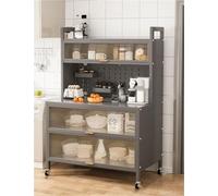 Estante de cocina para panaderos, armario de almacenamiento multifuncional de 5 niveles y soporte para microondas con puerta abatible para el hogar y la cocina