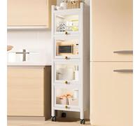 Estante de cocina resistente con puerta abatible, soporte para microondas de 5 niveles y estante de almacenamiento, puertas acrílicas a prueba de polvo, marco de metal para cocina, comedor y sala de