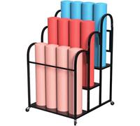 Estante de contrapeso for esterilla de yoga, soporte grande con ruedas for esterilla de yoga, soporte de suelo, organizador metálico for equipos de fitness(Nero,60x65x95cm)