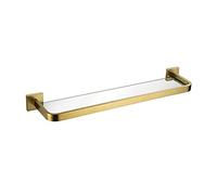 Estante de cristal de baño montado en la pared con soporte de acero inoxidable, almacenamiento que ahorra espacio para artículos esenciales