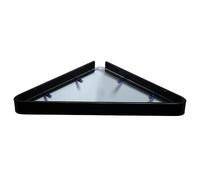 Estante de cristal para baño, aluminio y vidrio templado, diseño de trípode negro para un almacenamiento y exhibición elegantes