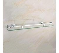 Estante de cristal para baño montado en la pared de alta calidad, vidrio templado grueso y cobre refinado, estantes de ducha elegantes, varios tamaños (50 cm y 80 cm)