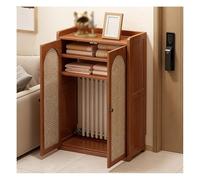 Estante de cubierta de radiador con puerta, moderno armario de almacenamiento de calentador de madera para el hogar, sala de estar, dormitorio, organizador de enrutador WiFi de ratán