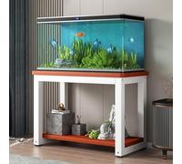 Estante de Dos Niveles para Peces, con Estructura de Acero y Madera para Reptiles, Ideal para mesas y Espacios de Almacenamiento, Organizador Duradero para el hogar, Ideal para acuarios y te