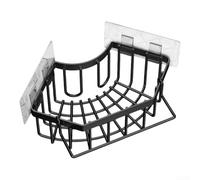 Estante de drenaje para fregadero de cocina en forma de triángulo con gancho adicional para toallas para sostener esponjas, jabón y cepillos fabricado con acero inoxidable (negro)