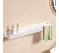 Estante de ducha autoadhesivo duradero SUS 304 de acero inoxidable para almacenamiento de pared para baño, cocina, dormitorio, sala de estar, oficina en casa, lavandería, diseño blanco que ahorra
