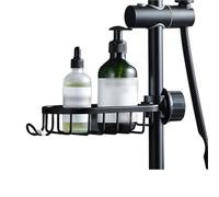 Estante de ducha con diseño perforado, drenaje unidireccional y soporte para jabón, almacenamiento de baño que ahorra espacio para esponjas y accesorios (DVPEN01-SL)