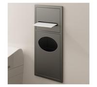 Estante de ducha de acero inoxidable con cubo de basura, organizador empotrado impermeable montado en la pared para artículos esenciales de baño, elegante almacenamiento gris, 52 x 20 x 13,5 cm y