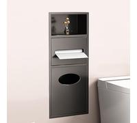 Estante de ducha de acero inoxidable con soporte para papel higiénico y bote de basura. Elegante estante de pared para baño, cocina y sala de estar. Soluciones de almacenamiento