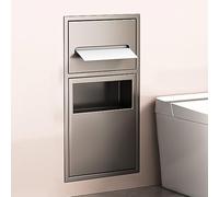 Estante de ducha de acero inoxidable con soporte para papel higiénico y bote de basura, elegante estante de pared para baño, cocina, sala de estar, almacenamiento y organización