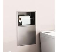 Estante de ducha de acero inoxidable con soporte para papel higiénico y papelera, estante de almacenamiento montado en la pared para baño, cocina, sala de estar, solución de ahorro de espacio