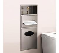 Estante de ducha de acero inoxidable con soporte para papel higiénico y papelera, estante de almacenamiento montado en la pared para baño, cocina, sala de estar, solución de ahorro de espacio